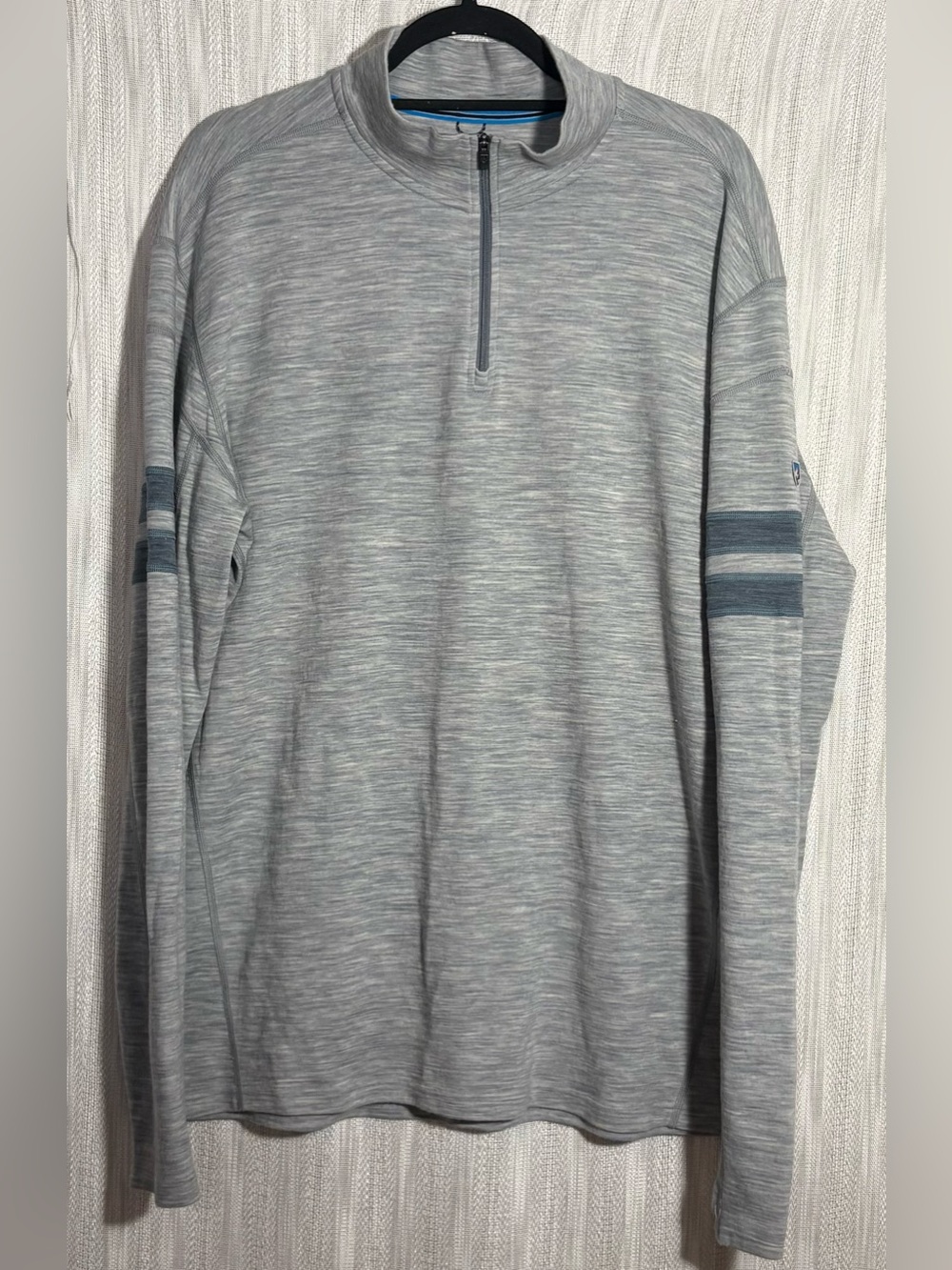 Kuhl Men's Heather Gray Quarter-Zip with Sleeve Stripes